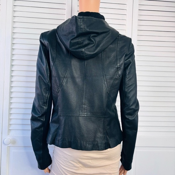 DANIER Vintage Black Hooded Leather Jacket Size XS - Picture 9 of 9